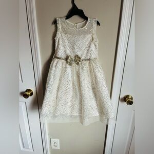 Jona Michelle White and Gold Sparkle Dress